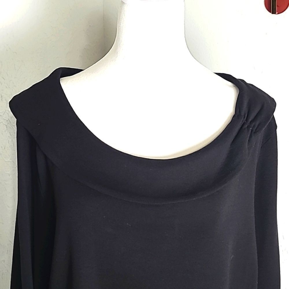 Rafaella Black Pullover Top with 2.5" Collar with Ruching on One Side, Size XXL - Picture 3 of 10
